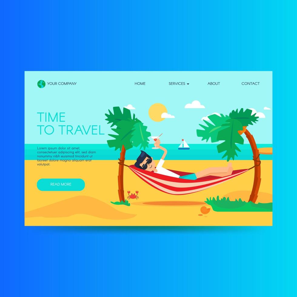 Travel agency website homepage template vector