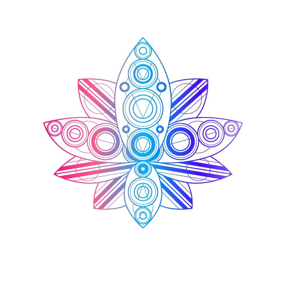 Lotus flower with geometric pattern vector linear illustration