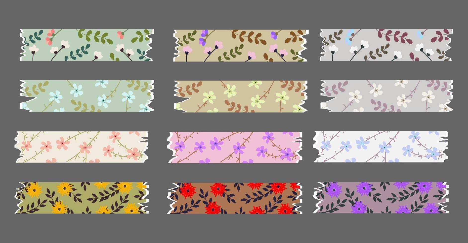 planner stickers flowers vector