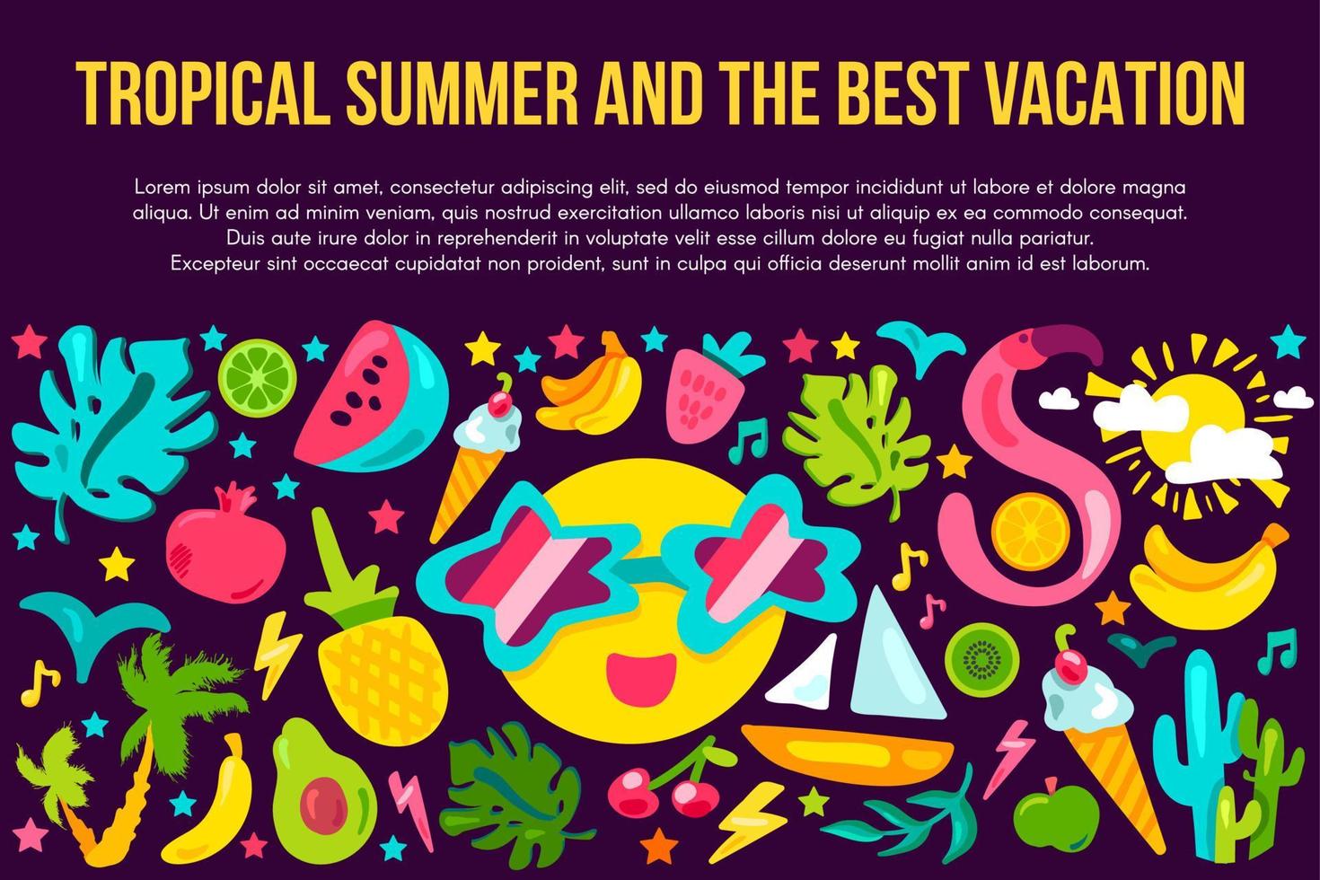 Summer vacation flat banner template vector