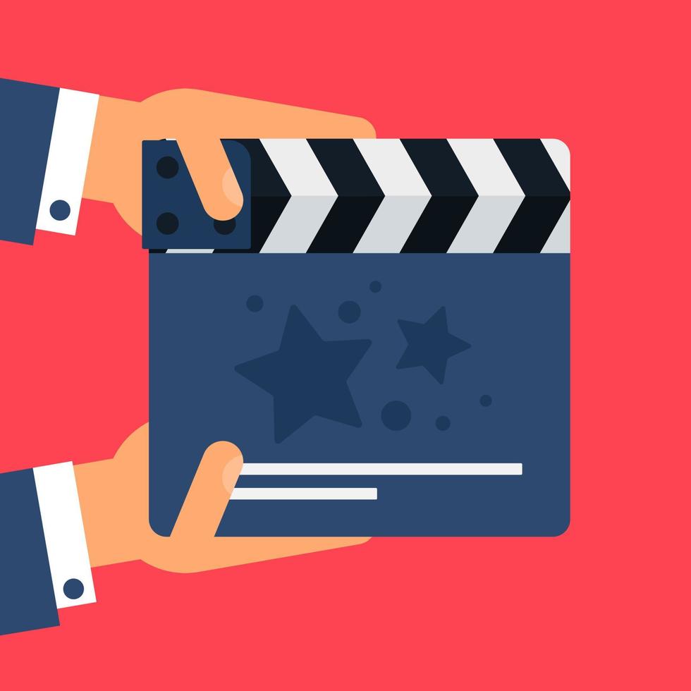 Flat movie clapperboard vector