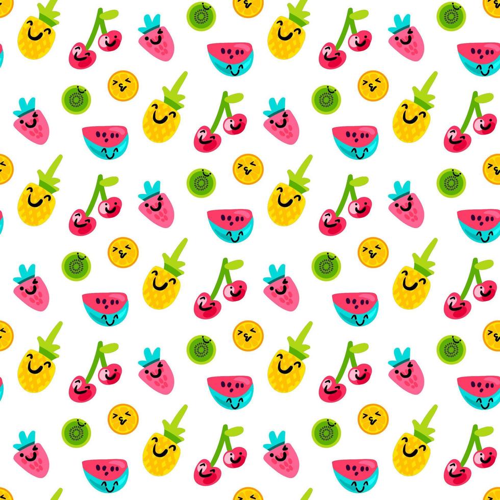 Tasty and sweet summer fruits art pattern vector