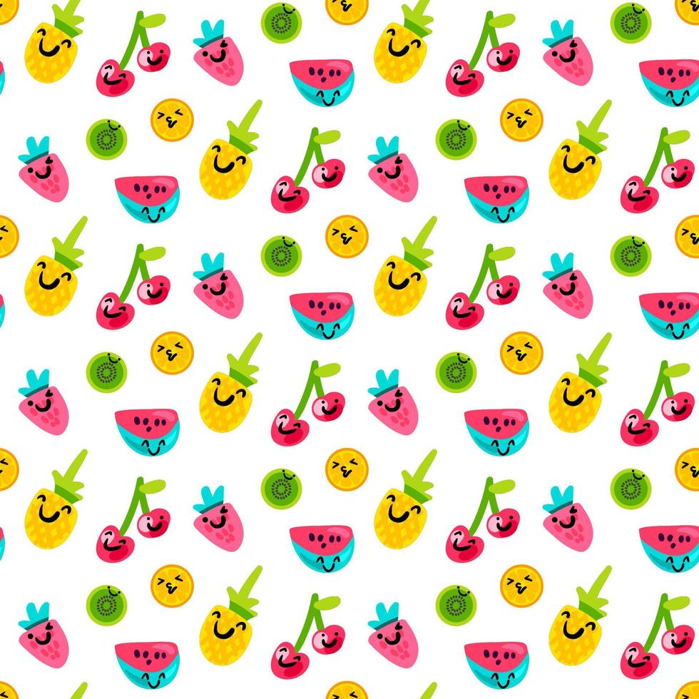 Tasty and sweet summer fruits art pattern vector