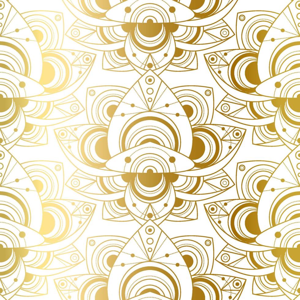 Seamless Pattern with Natural Golden Lotus Art vector