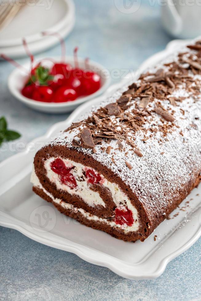 Black forest swiss roll photo