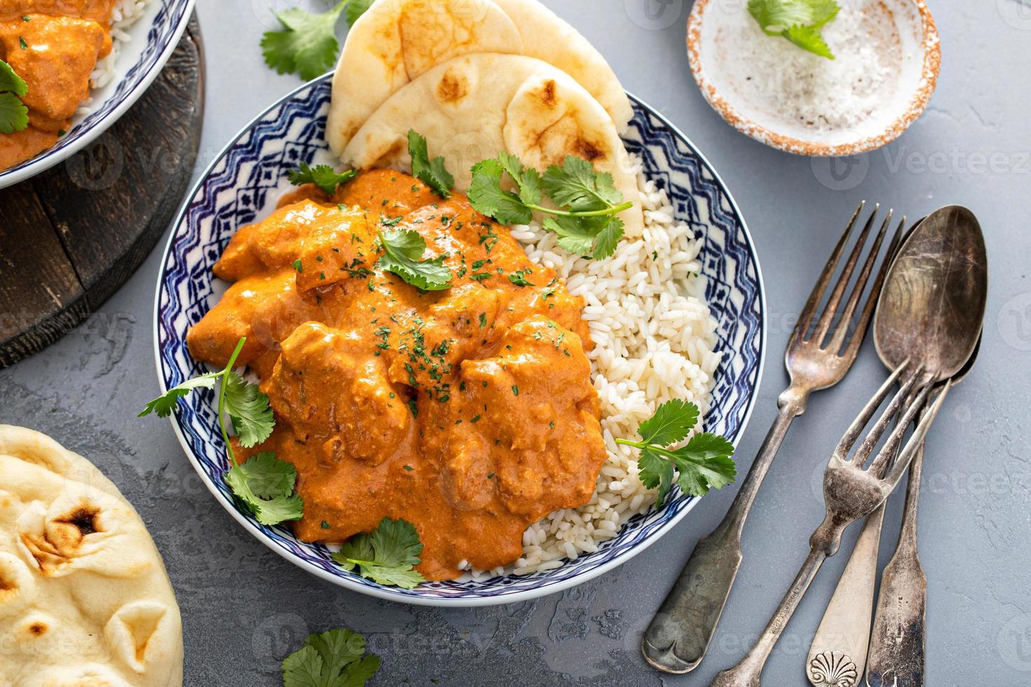 sauce traditional masala chicken dark food indian asian background rice  hot. Generative AI. 25002205 Stock Photo at Vecteezy