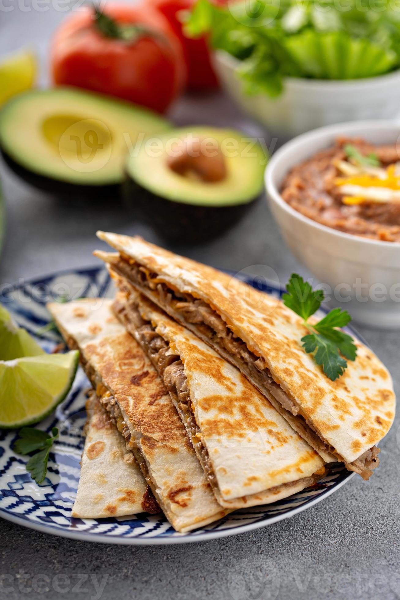 Quesadillas with pulled pork 16117486 Stock Photo at Vecteezy