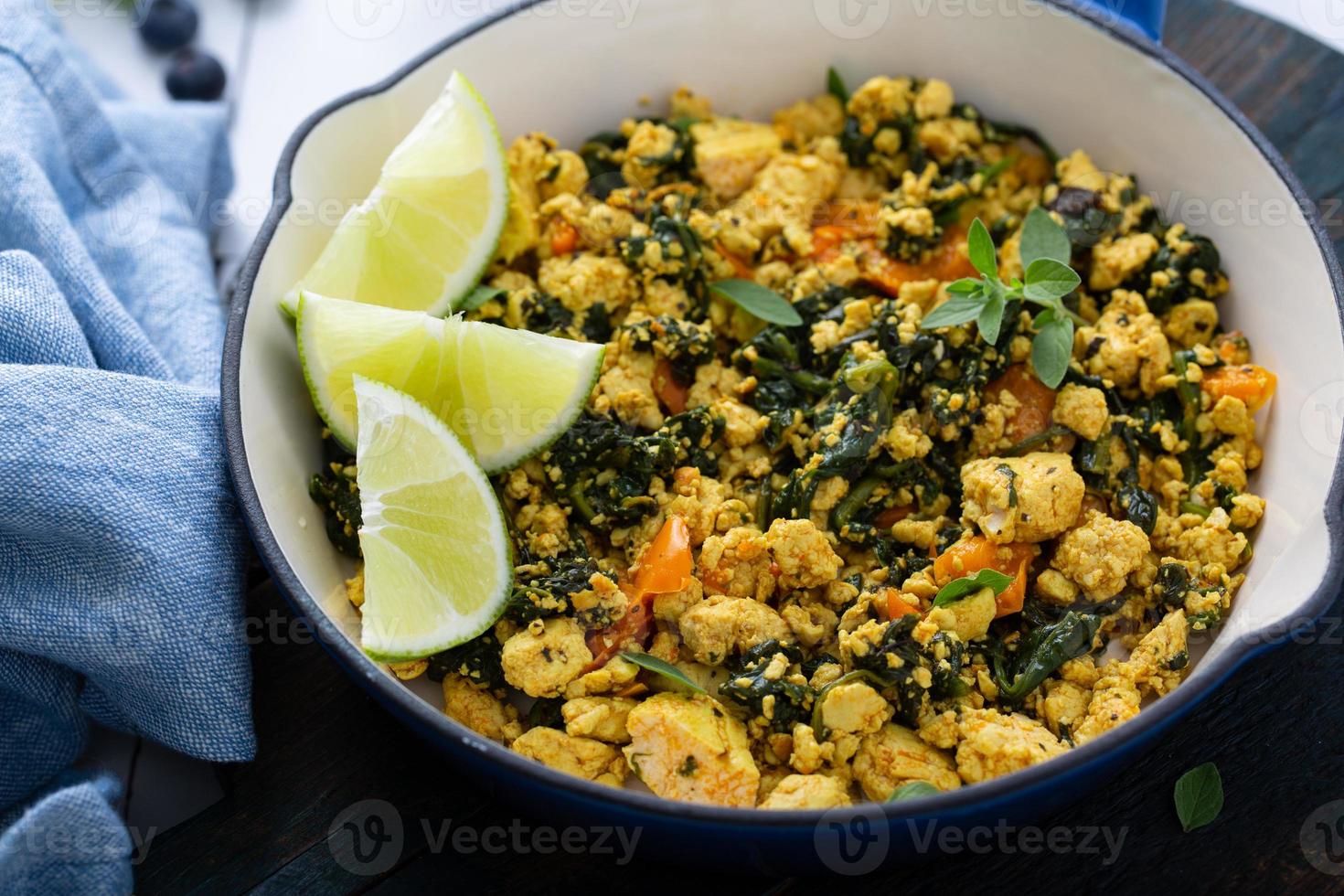 Vegan tofu scramble for breakfast photo