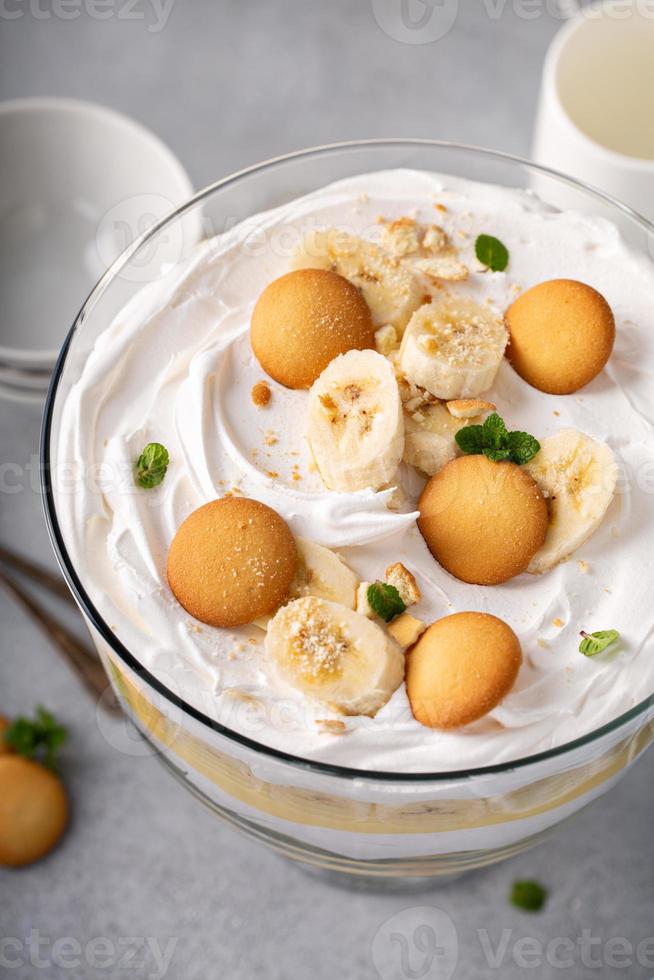 Banana pudding trifle in a large digh photo