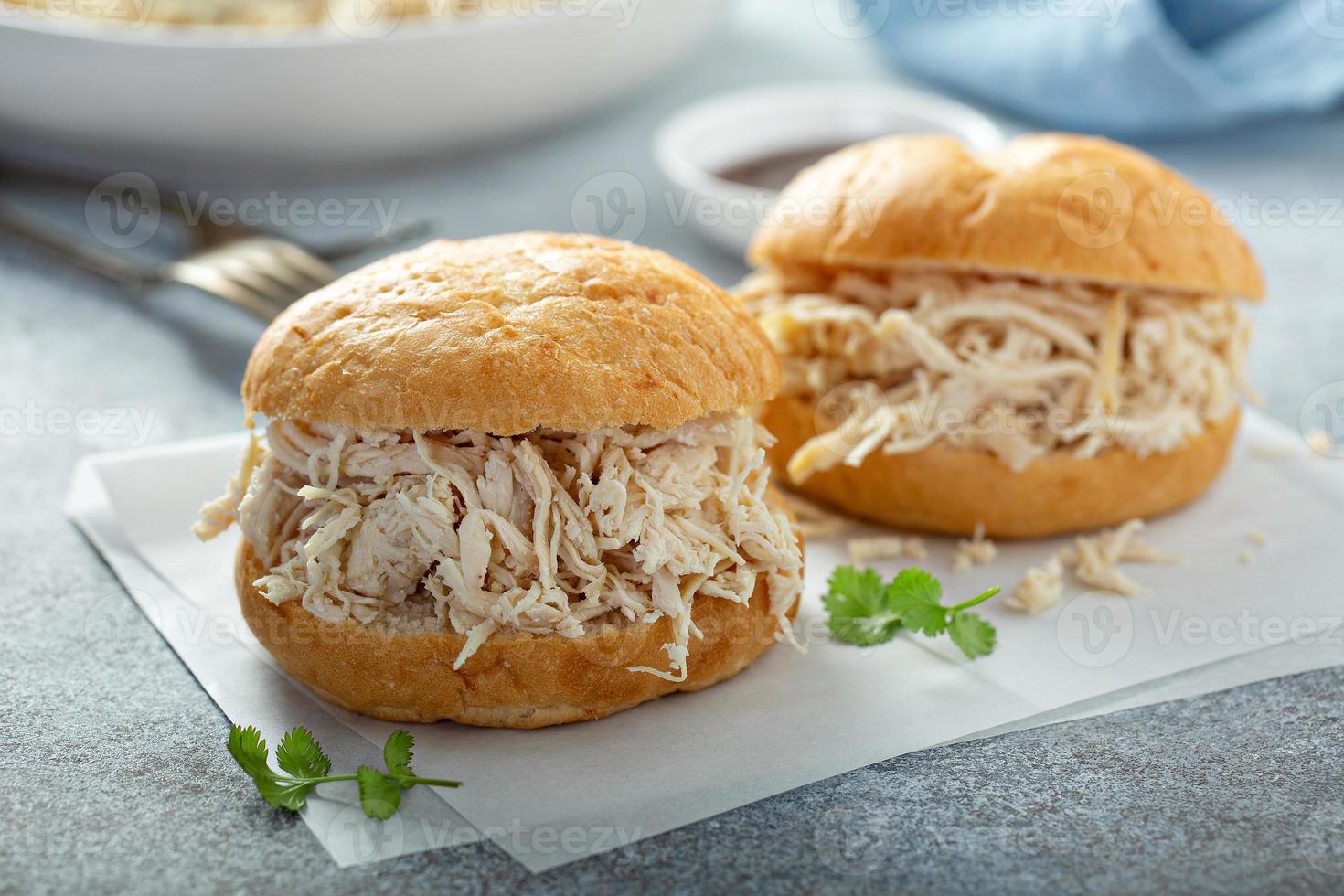 Sandwiches with pulled chicken photo