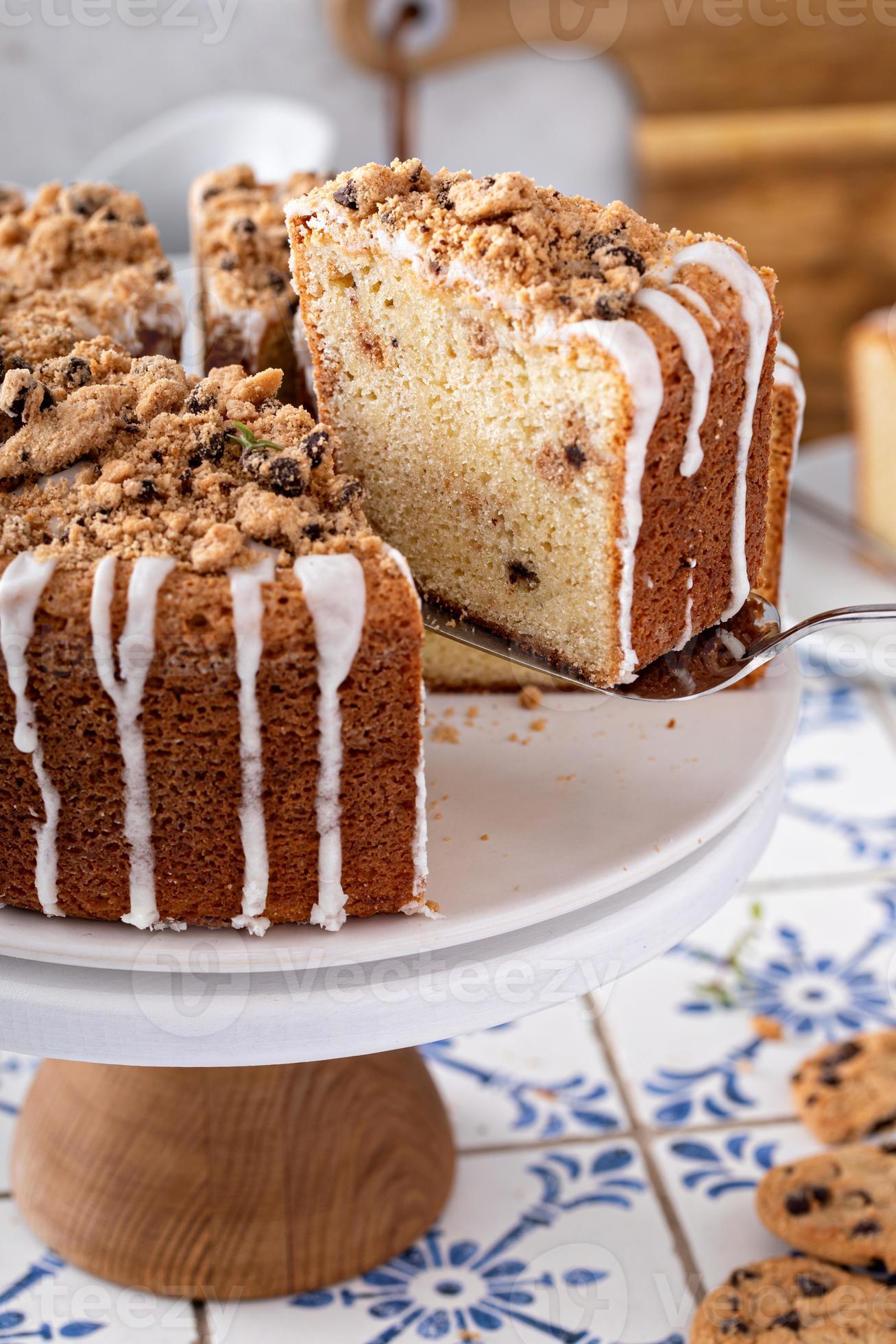 Chocolate chip cookie pound cake made in a tube pan 16117917 Stock