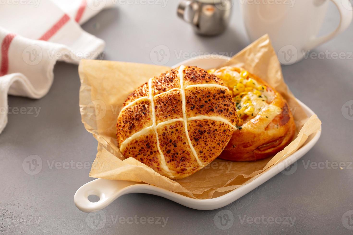 Mozzarella and sweet corn savory buns photo