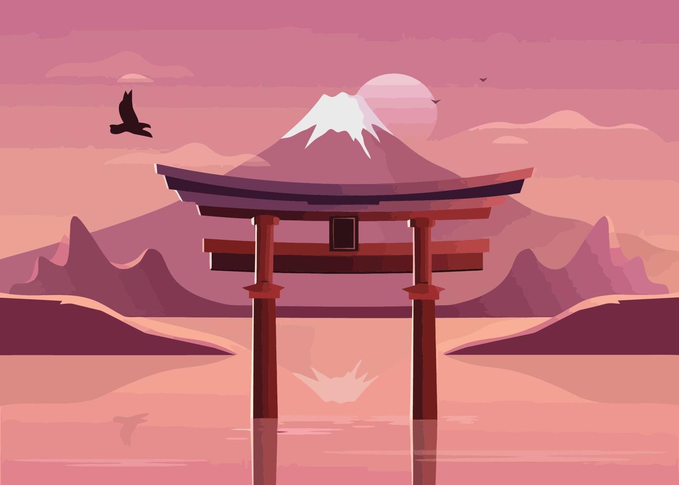 Japan landscape nice background poster vector