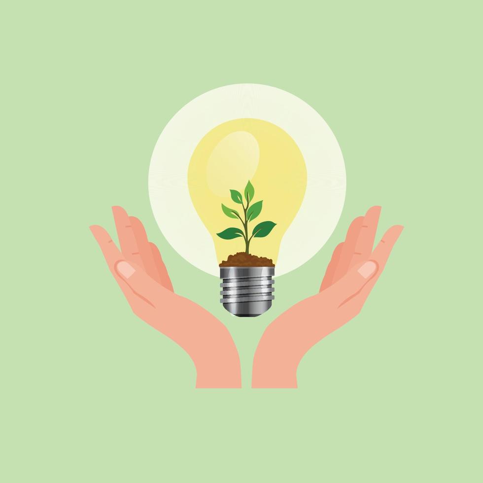 Trees grow on light bulbs vector