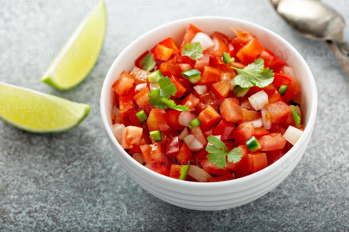 Homemade pico de gallo with lime photo