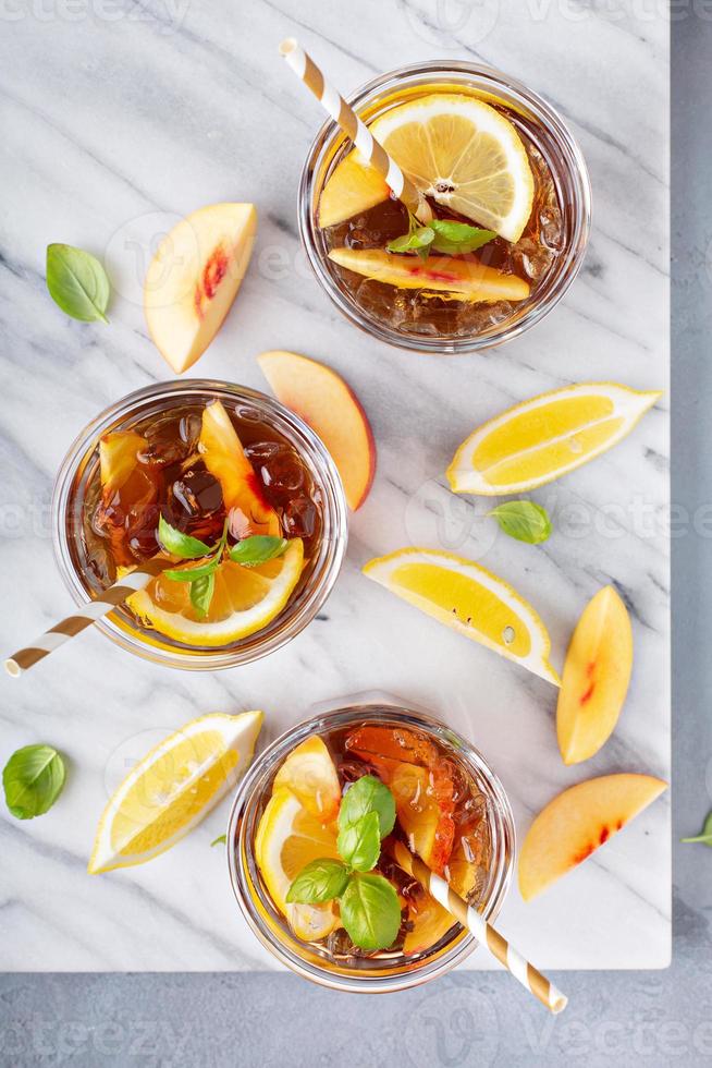 Peach and lemon ice tea photo