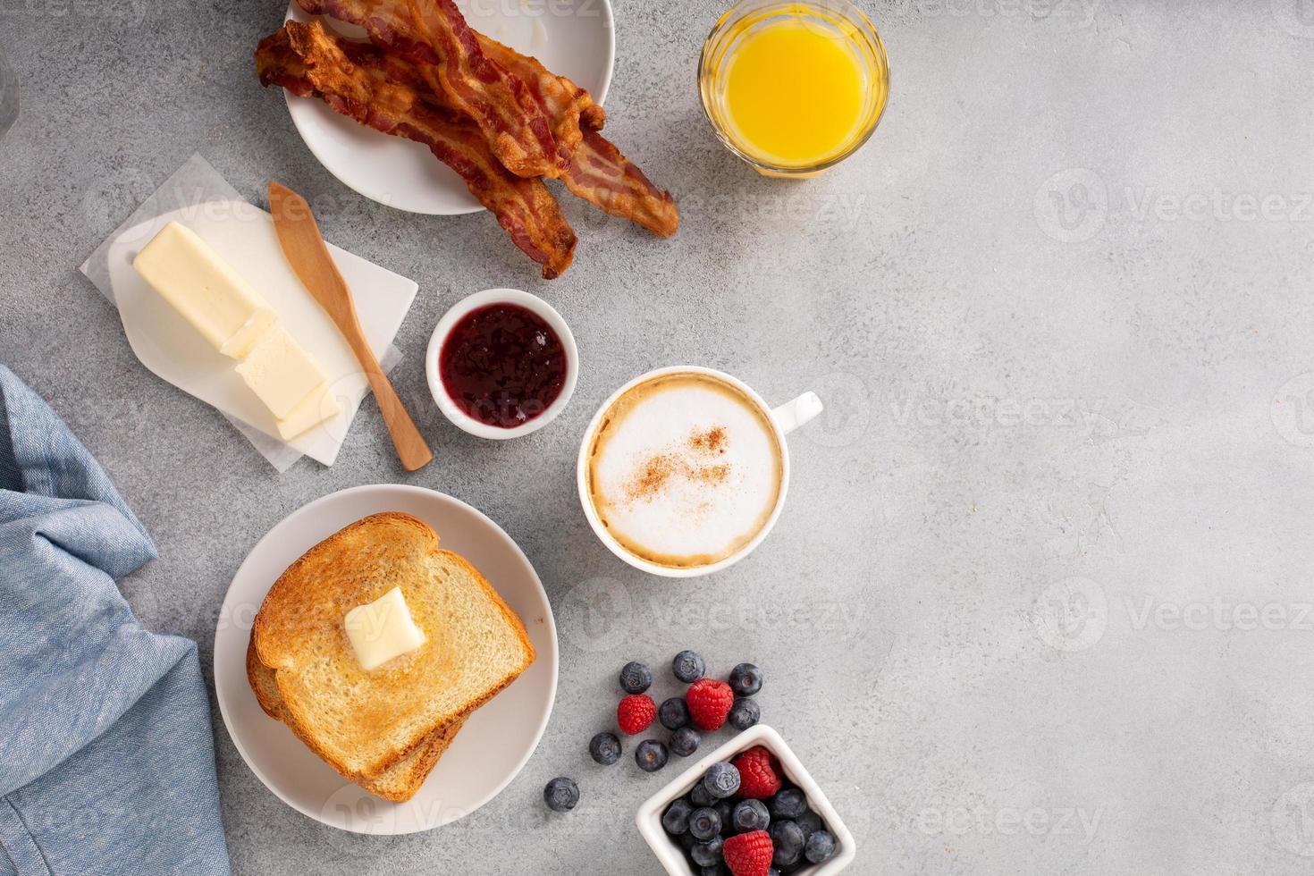 Traditional continental breakfast with toast photo