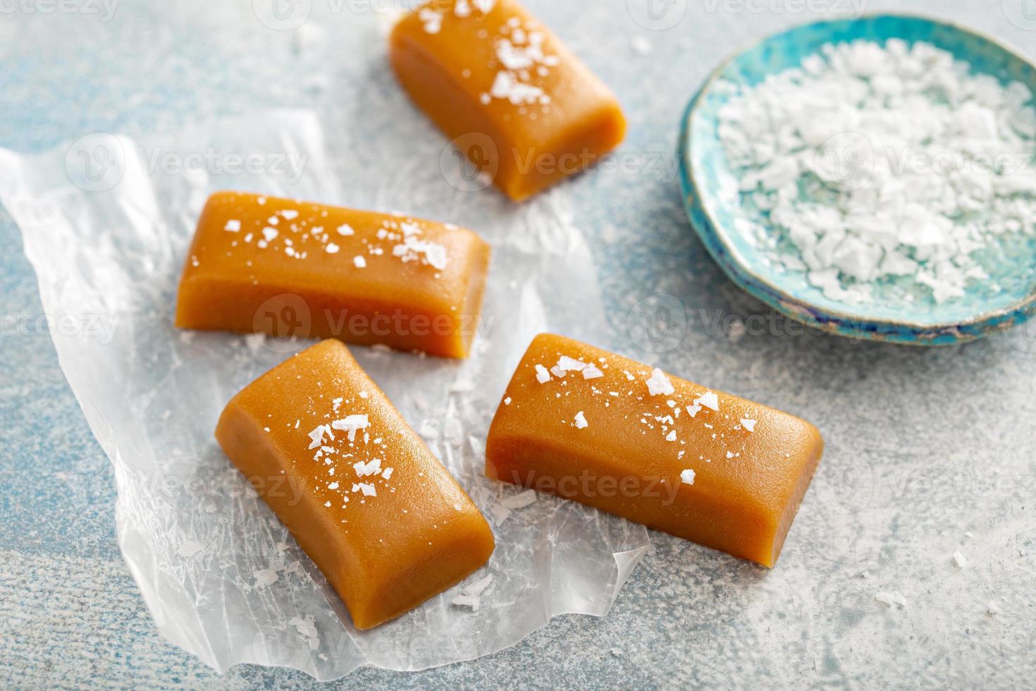 Homemade salted caramel candy photo