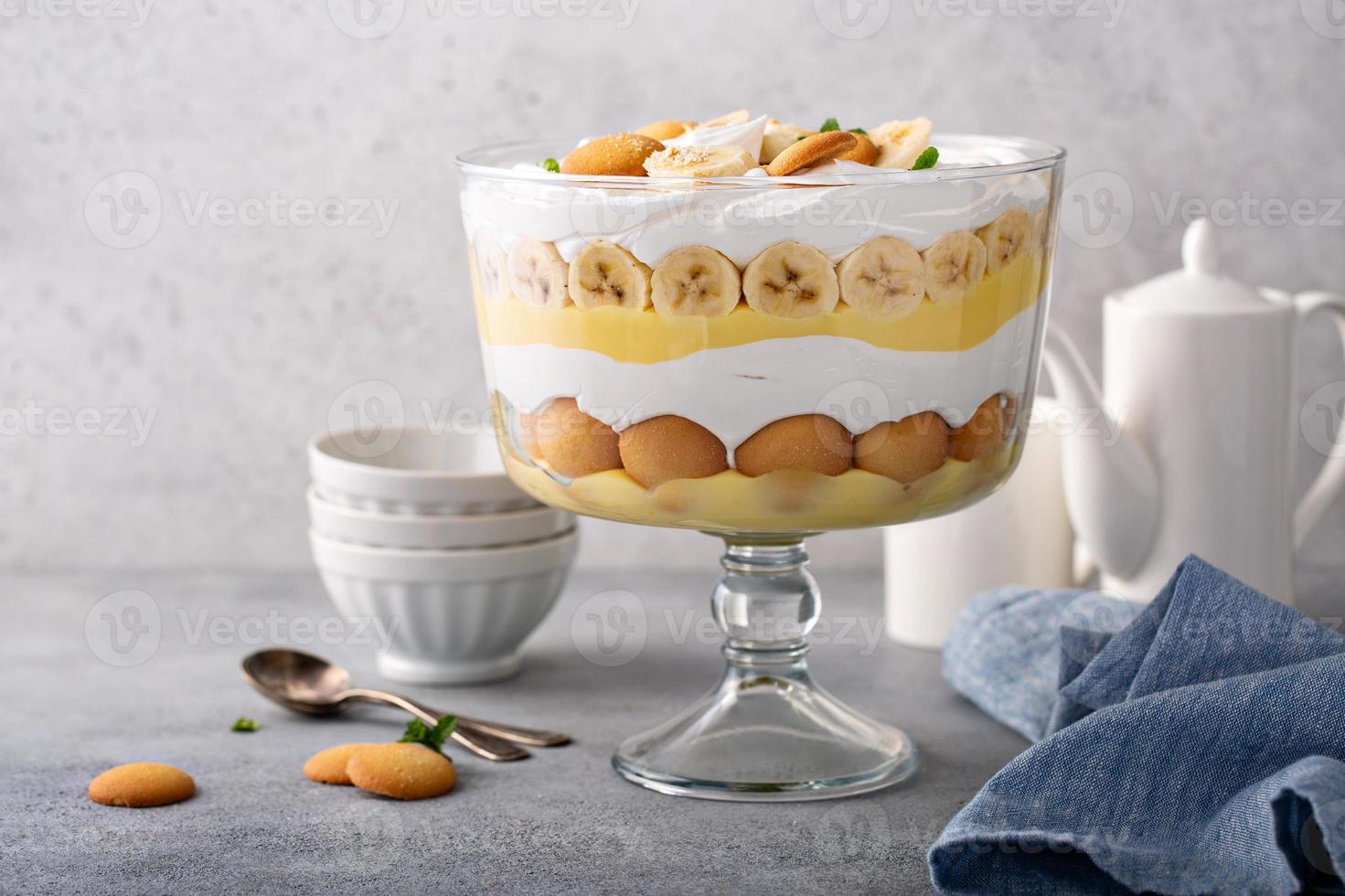 Banana pudding trifle in a large digh photo