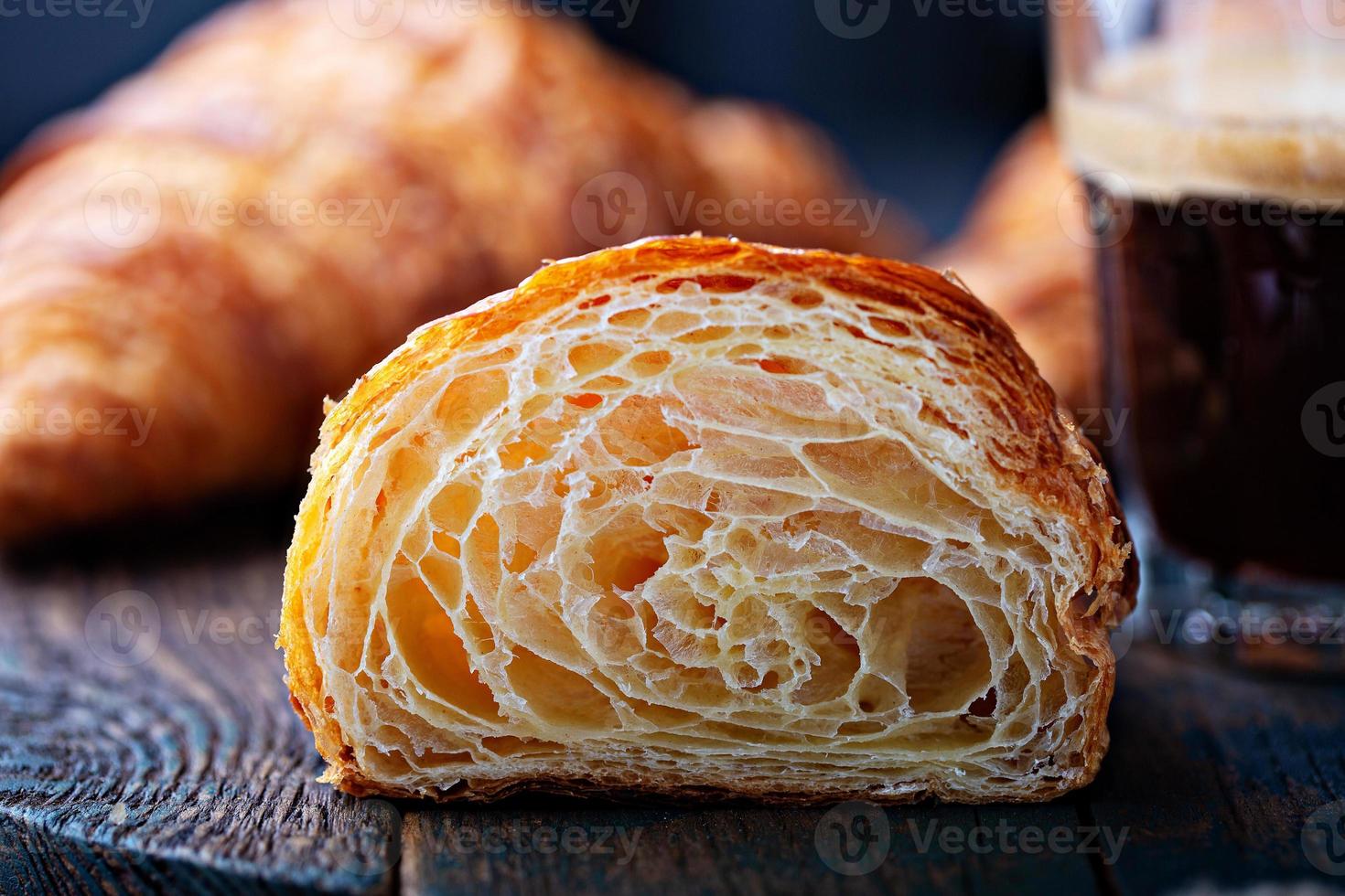 Croissant cut in half photo