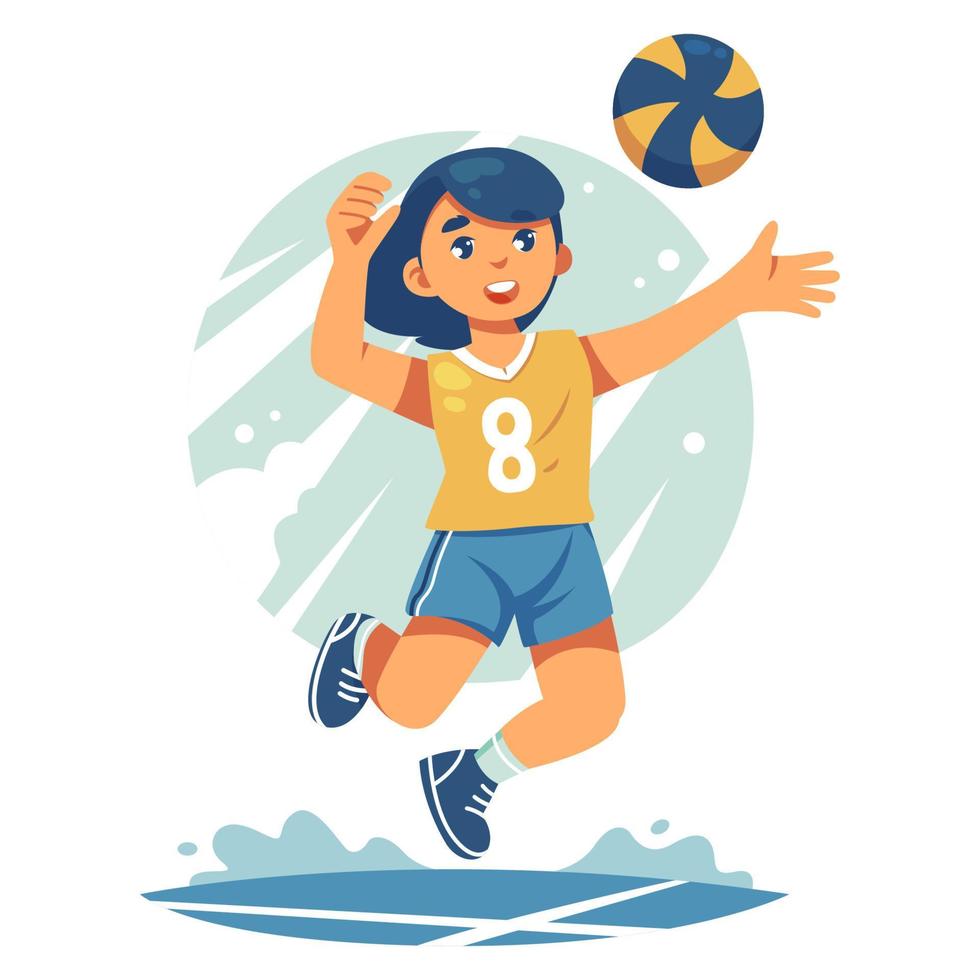 Female Character Playing Voleyball vector