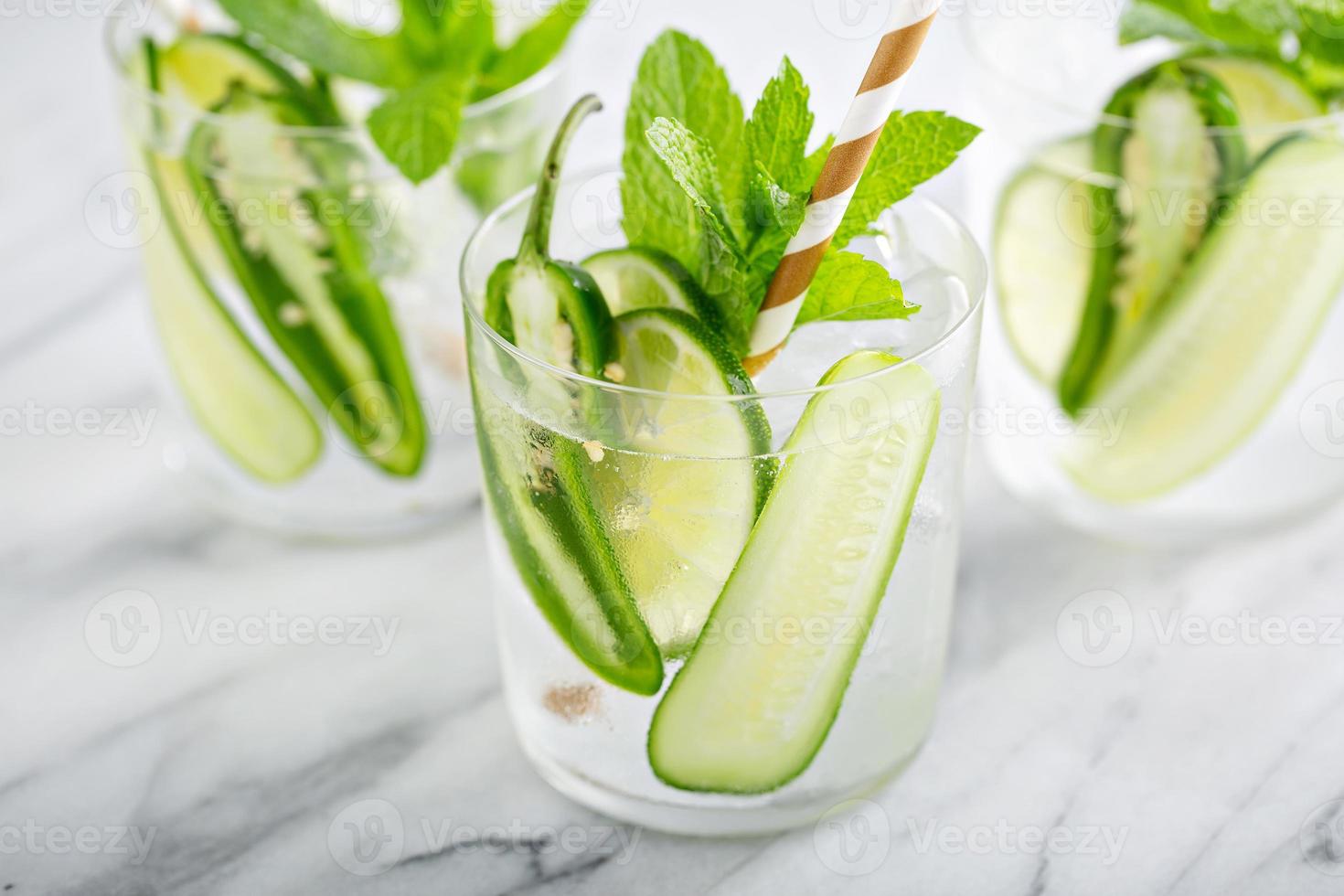 Spicy and refreshing cocktail with lime photo