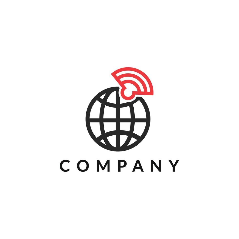 logotipo inalámbrico mundial, señal inalámbrica, logotipo de Internet, plantilla de logotipo de conexión inalámbrica vector