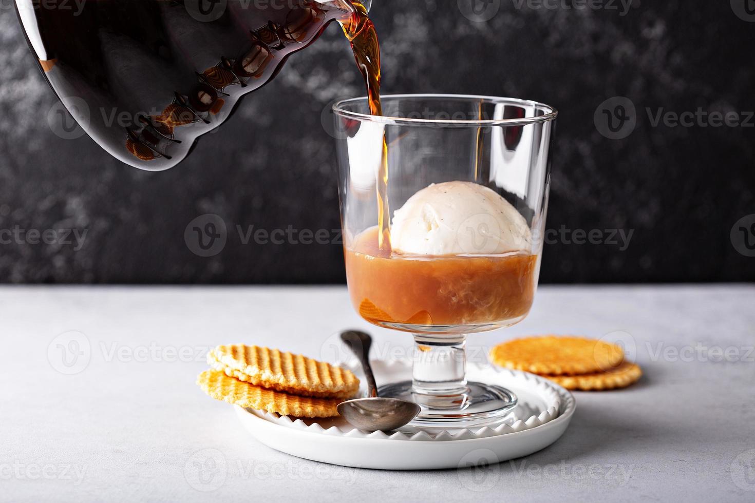 Coffee with vanilla ice cream photo