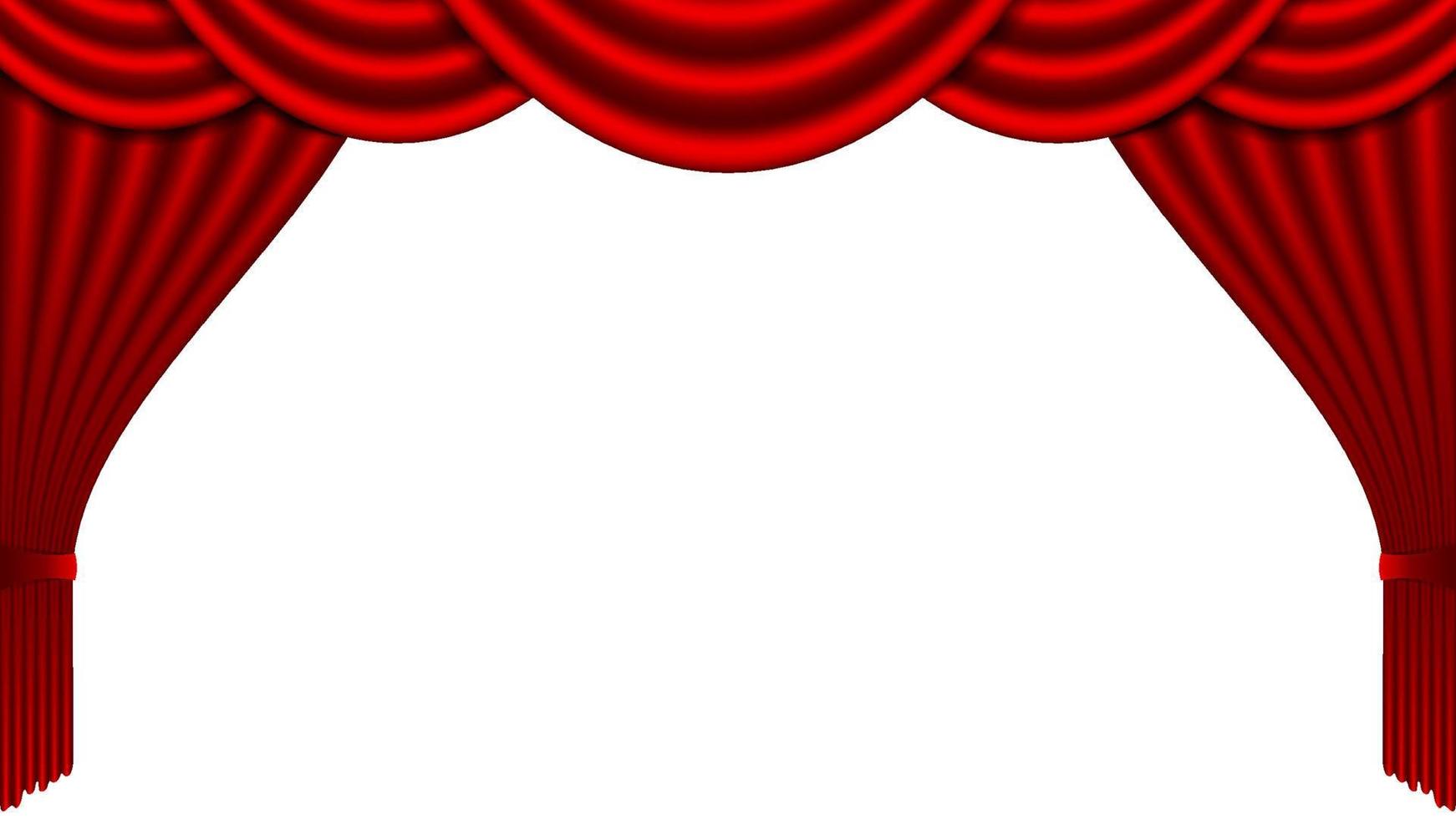 pulled stage curtain with empty space  in centre, red curtain vector illustration.