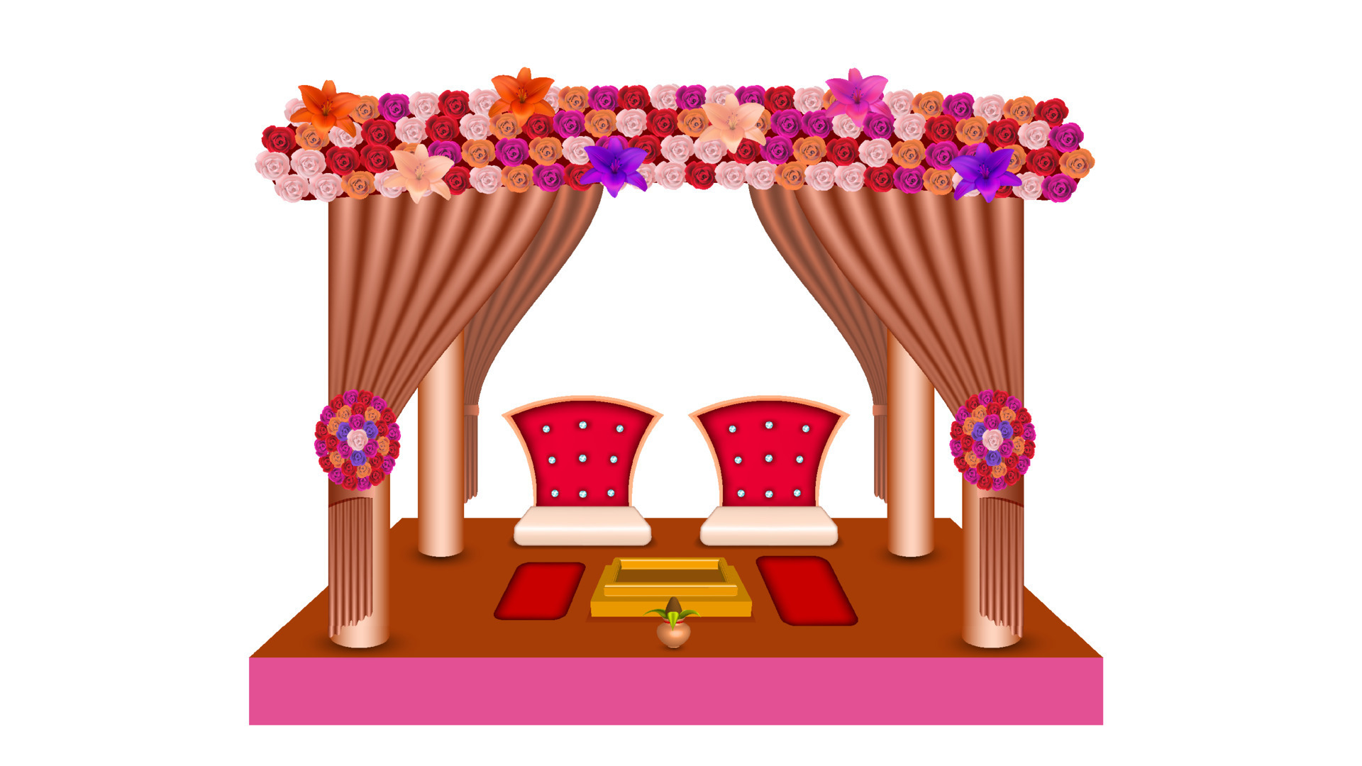 Indian wedding stage decorative vector illustration, Indian wedding