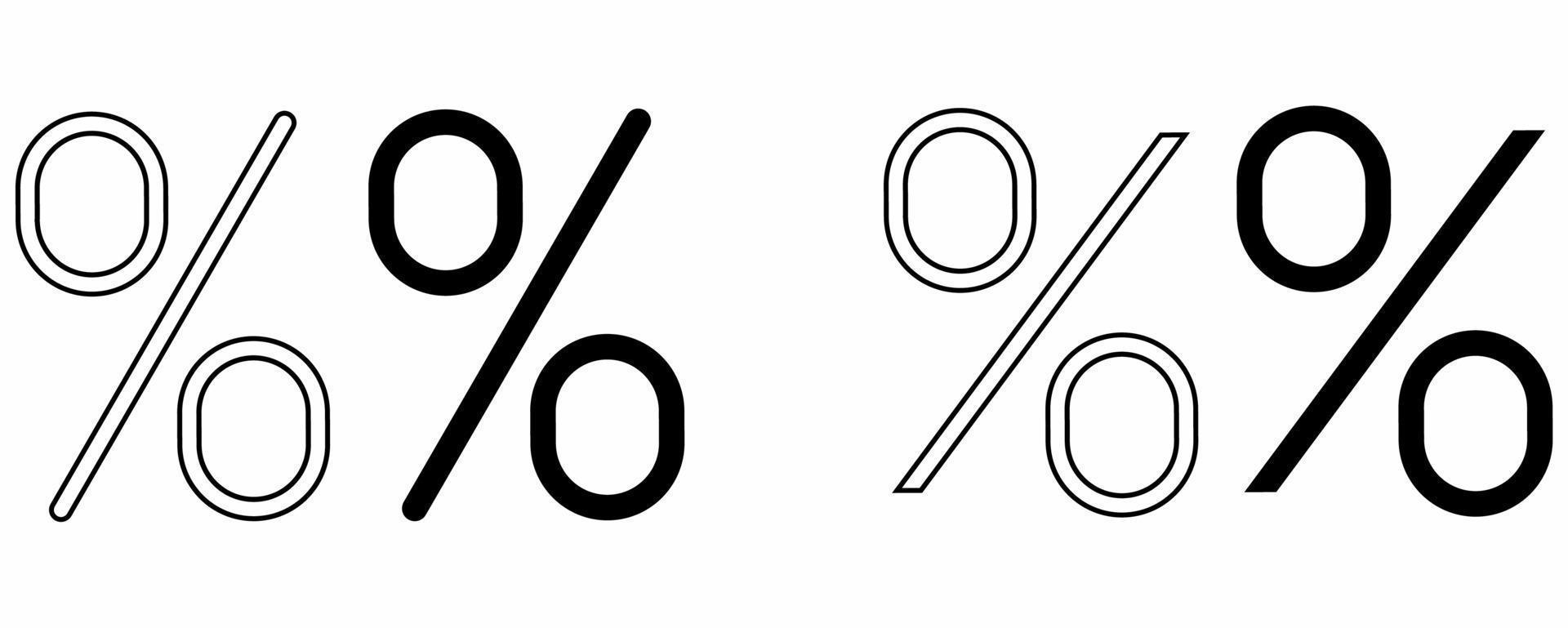 outline silhouette percent icon set isolated on white background vector