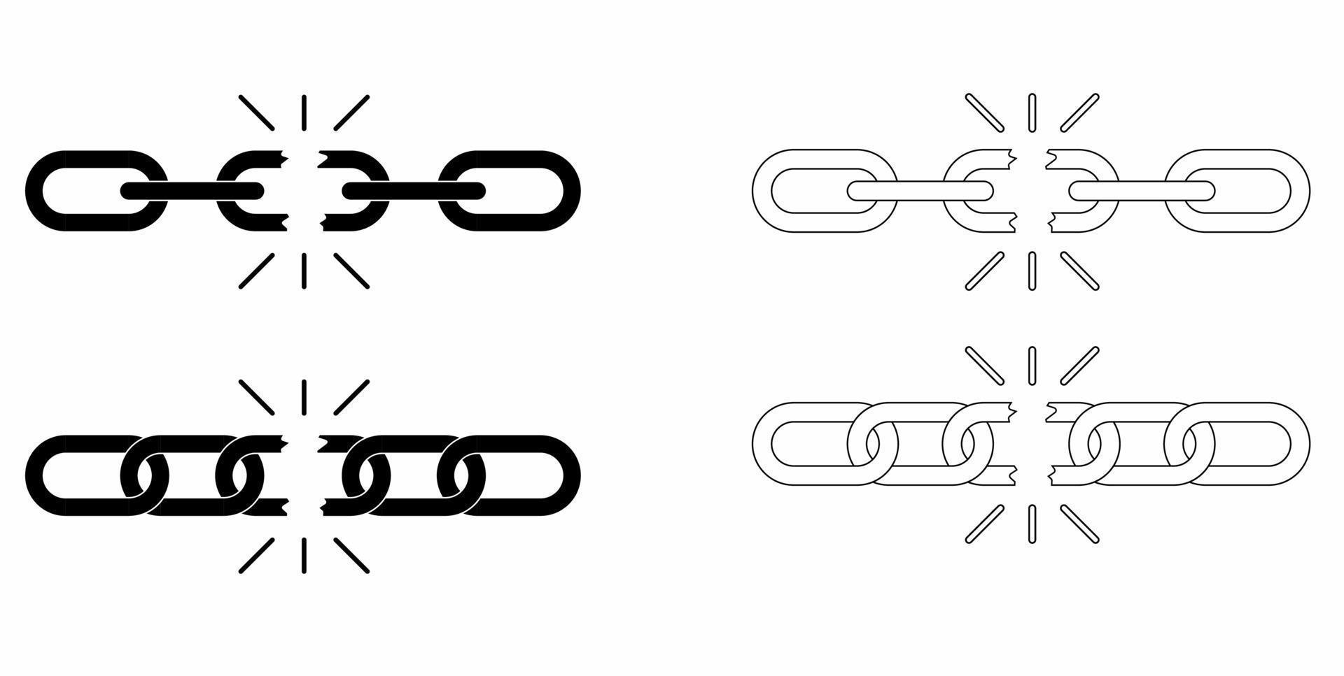 broken chain freedom icon set isolated on white background vector