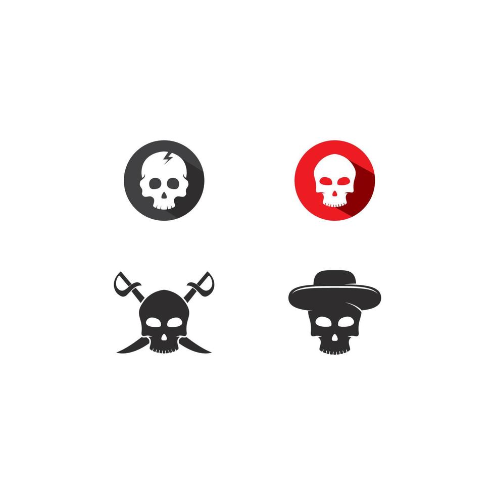 conjunto de ilustración de plantilla de icono de vector de logotipo de cráneo