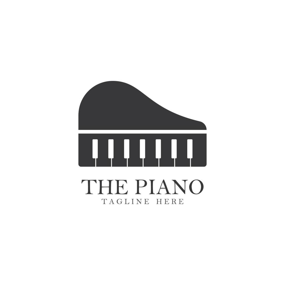 Ilustración de icono de vector de plantilla de logotipo de piano