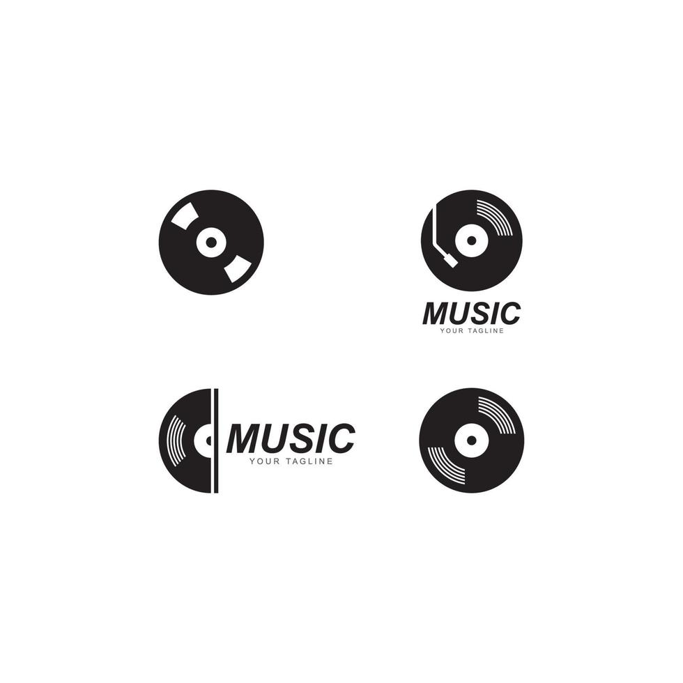 disco de vinilo grabar música logo vector icono ilustración