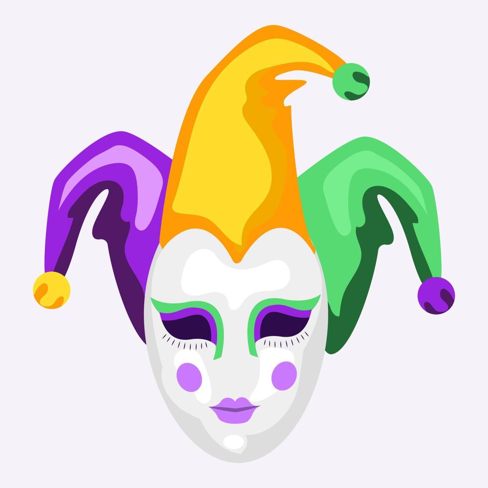 Happy carnival holiday concept with a musical mask with feathers. Carnival mask. Vector illustration.