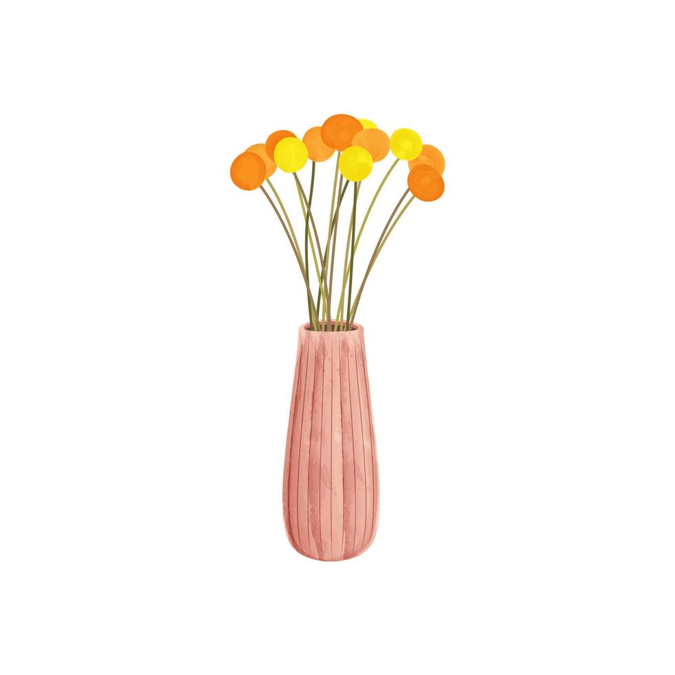 Watercolor Flower Vase Clipart. Flower vase icon illustration vector