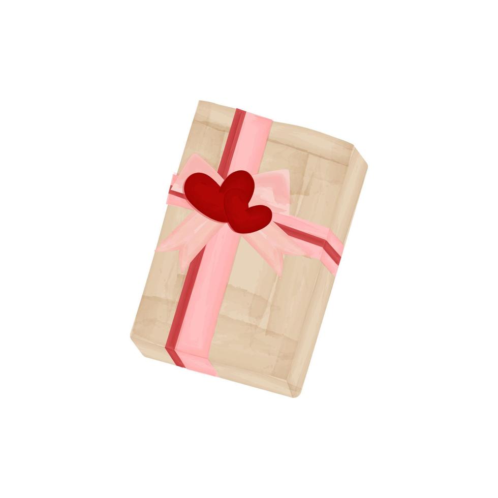 caja de regalo de acuarela clipart. ilustración de caja de regalo de flores vector