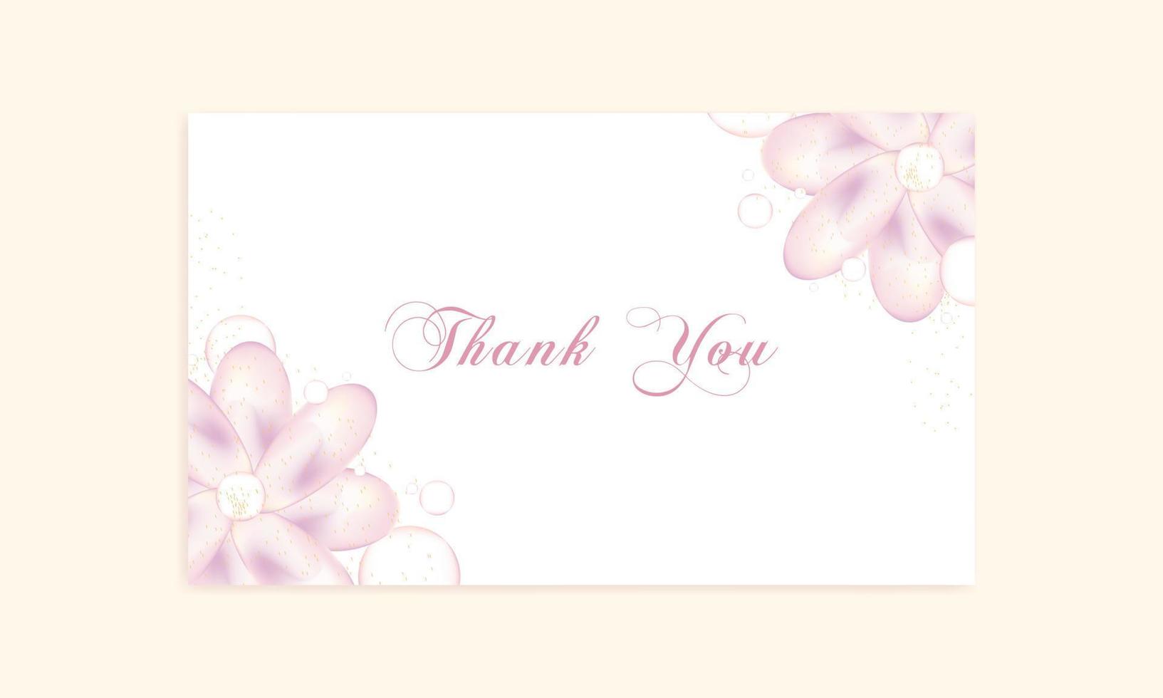 Elegant thank you card template with flower and gold glitter vector