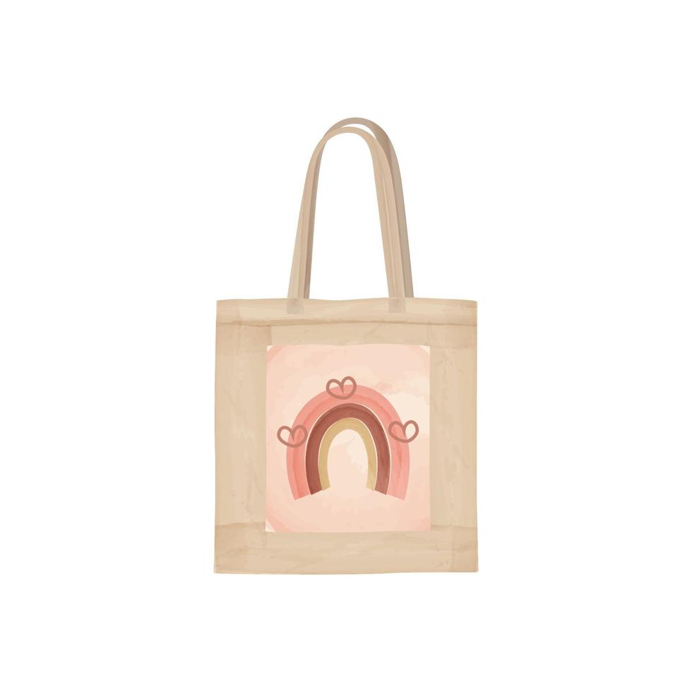 Watercolor tote bag Clipart. tote bag icon illustration vector