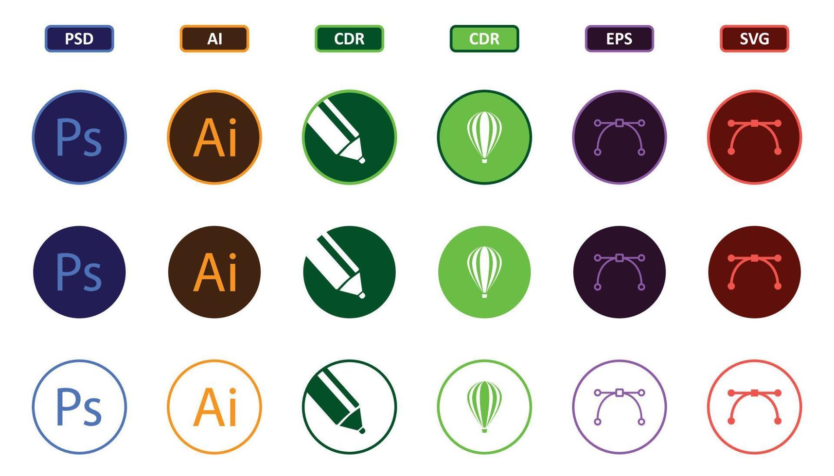 PHOTOSHOP ILLUSTRATOR COREL DRAW EPS SVG ICON SYMBOL vector