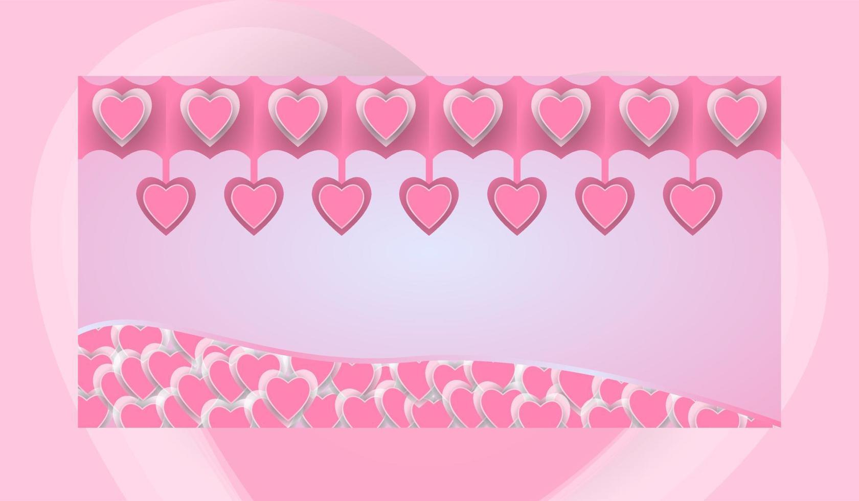 pink valentine card with hearts vector