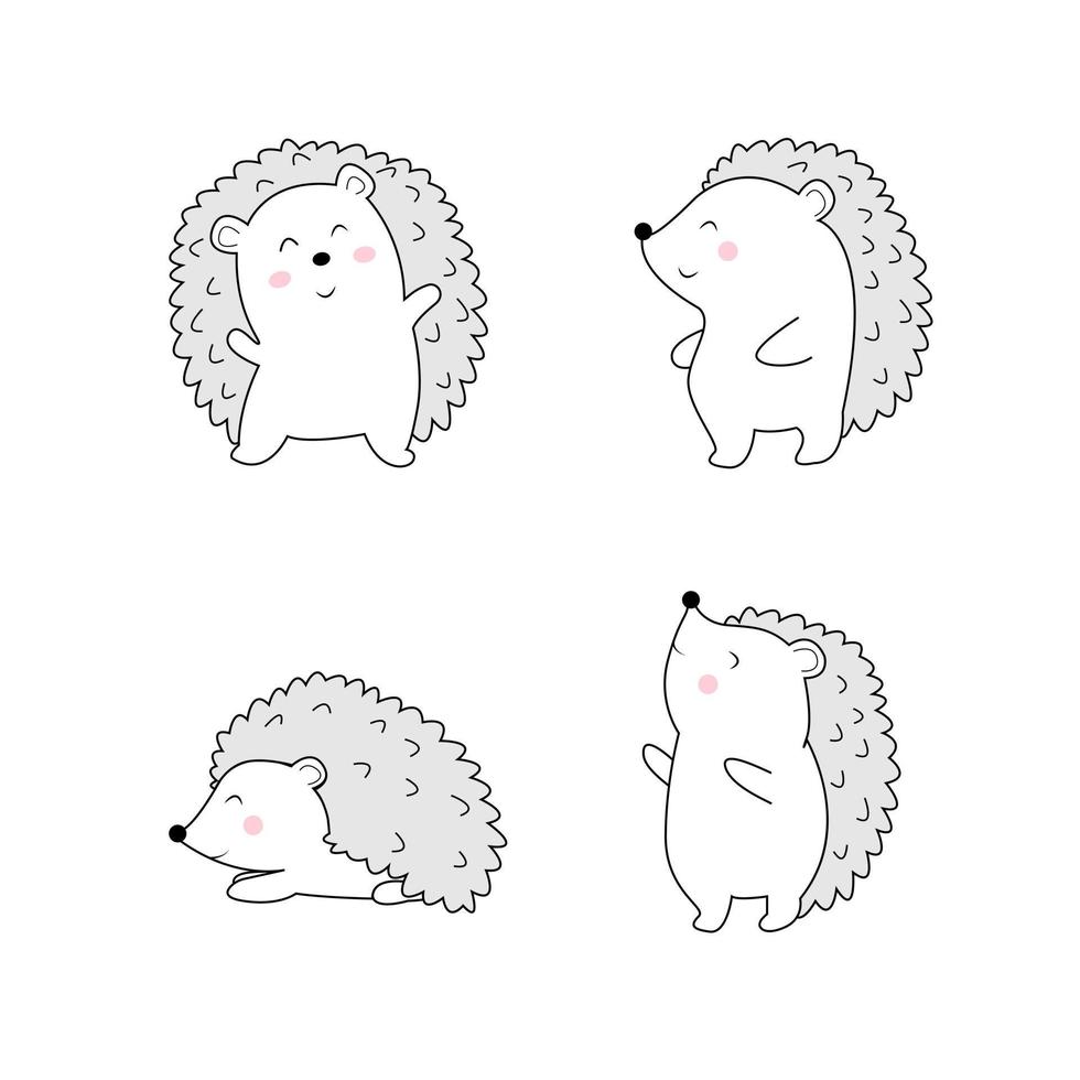 Hedgehog cute set. National Hedgehog Day.  Hedgehog Day Poster, February 2. Important day.Vector illustration vector