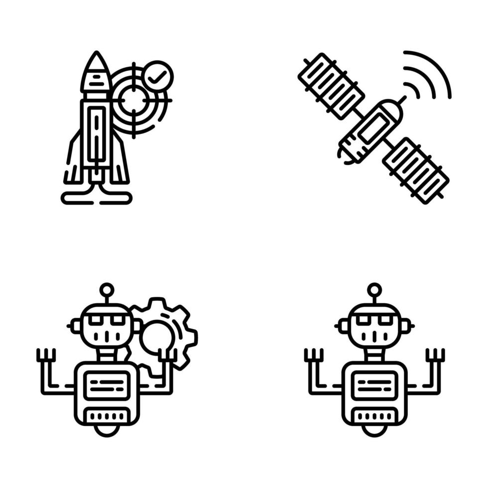 Space and Astronomy Linear Icons vector