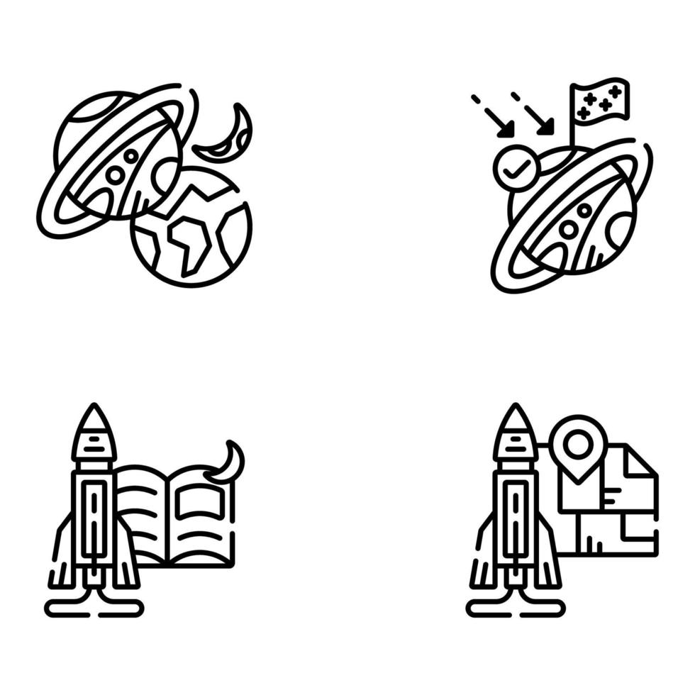 Space and Astronomy Linear Icons vector