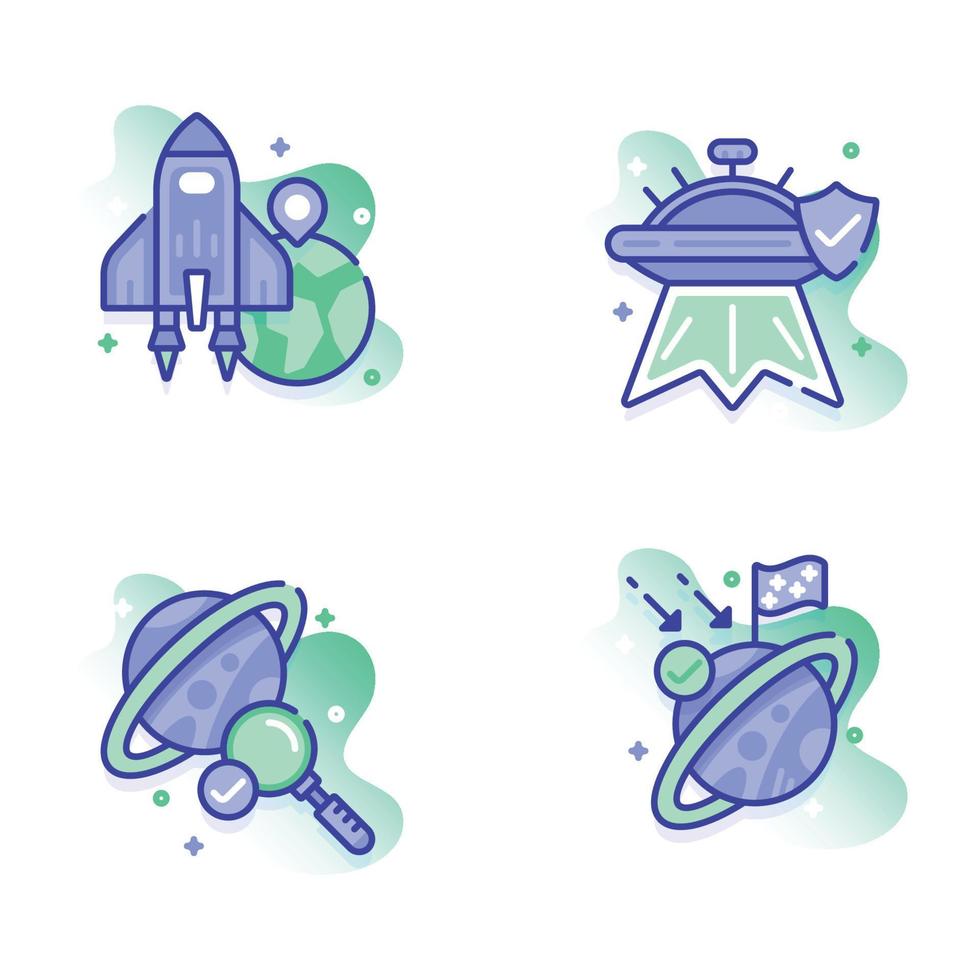 iconos de ilustración de espacio lineal y astronomía vector