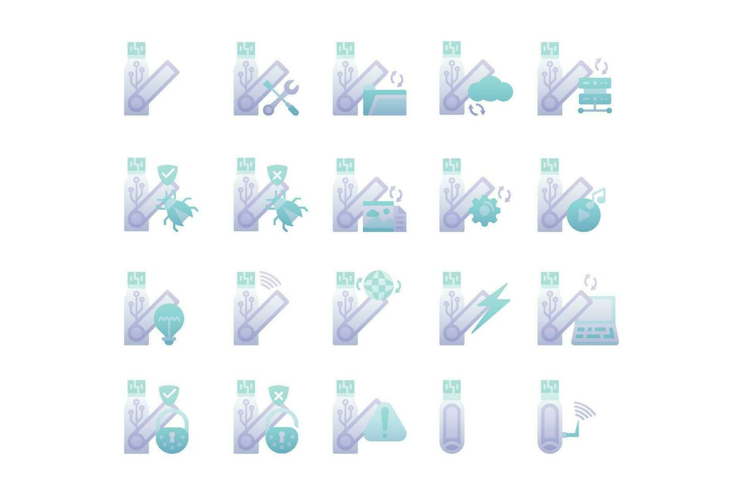 20 iconos de unidad flash USB vector