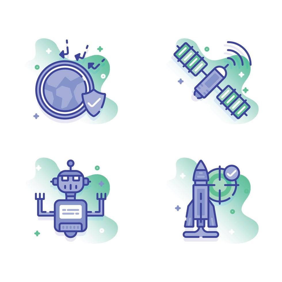 Linear Space and Astronomy Illustration Icons vector