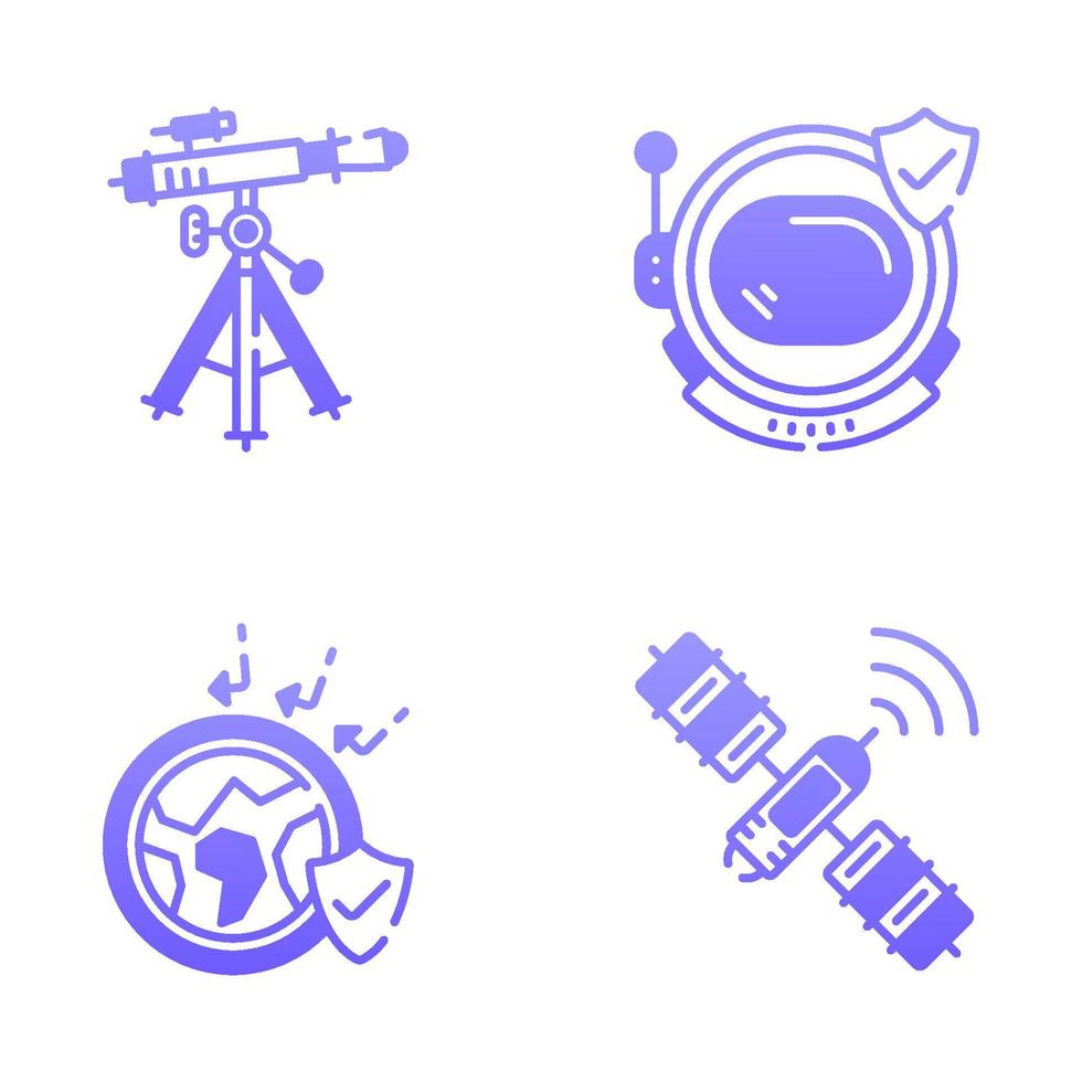 iconos de gradiente de espacio y astronomía vector