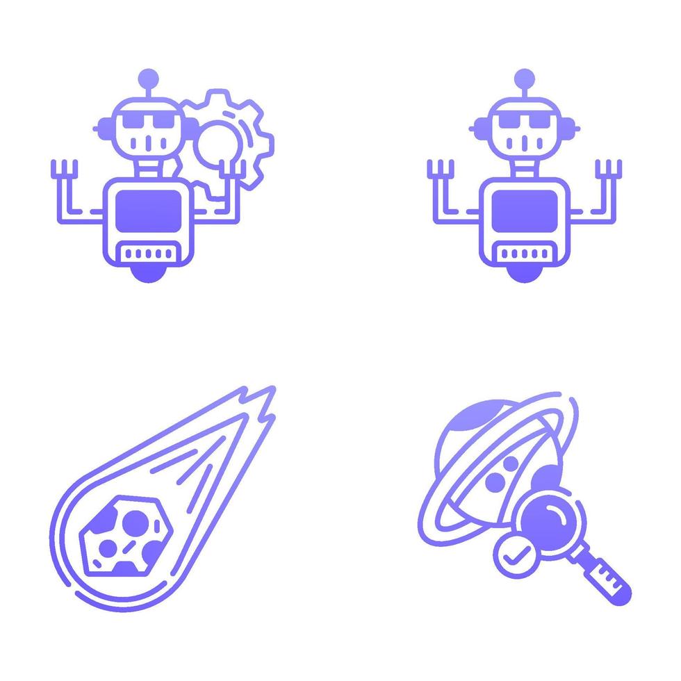 iconos de gradiente de espacio y astronomía vector